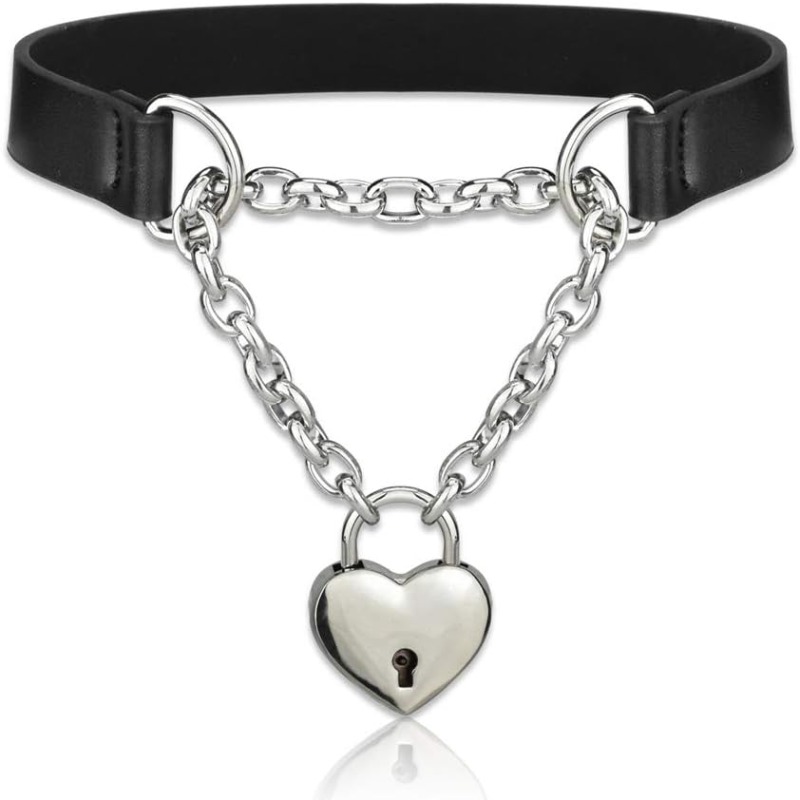 Leatherwork Rings - Goth Choker Necklaces for Women, Black
