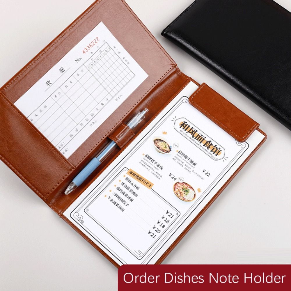 Leather Work Folder - Portable PU Leather A6 File Folder