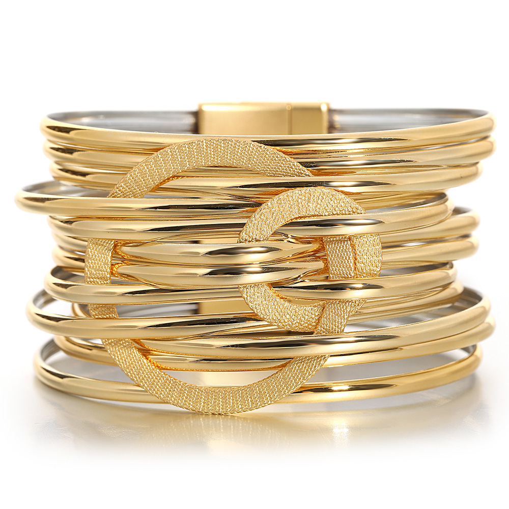 Leatherwork Rings - ALLYES Fashion Double Circle Metal PU