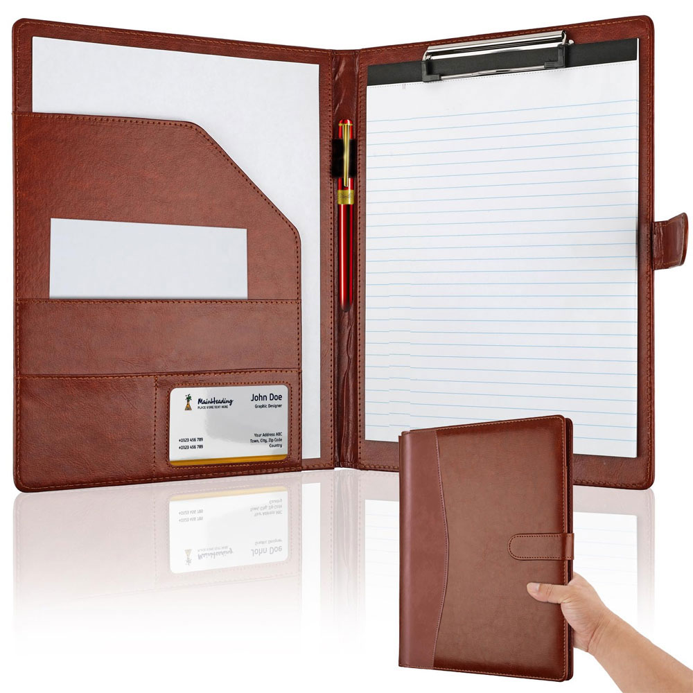 Leather Work Folder - Multifunctional Leather Folder with A4 Writing