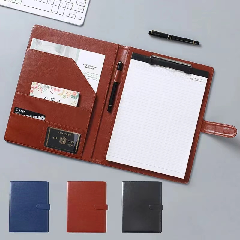 Leather Work Folder - Clipboard Folder Leather Portfolio Binder Organizer