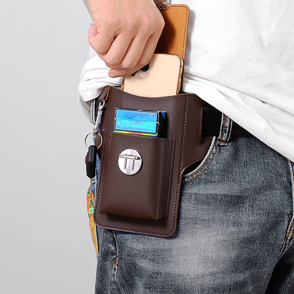 New Men Waist Bag Mobile Phone - Leatherwork Fasteners ulasan dan harga