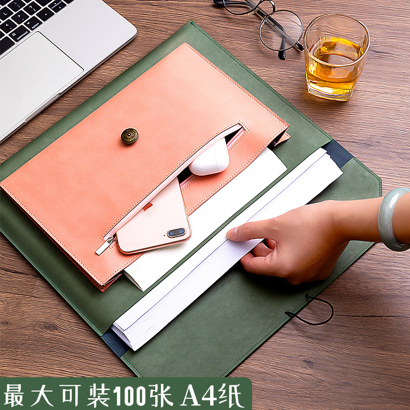 Leather File Bag A4 Paper File - Leather Work Folder ulasan dan harga