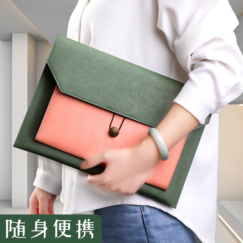 Leather File Bag A4 Paper File - Leather Work Folder ulasan dan harga