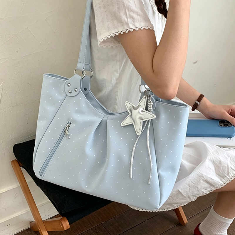 PU Leather Polka Dot Tote Bag  - Leather Work Duffle Bag ulasan dan harga