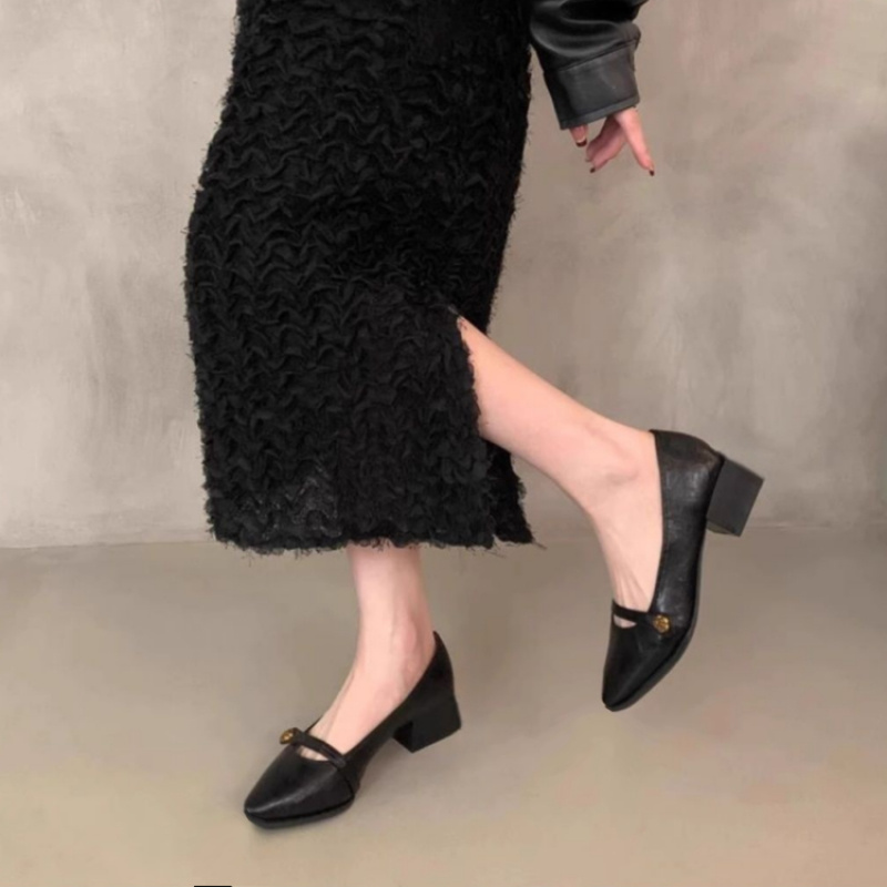 French Vintage Chunky Heel Mar - Leatherwork In French ulasan dan harga