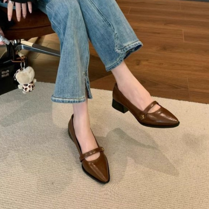 French Vintage Chunky Heel Mar - Leatherwork In French ulasan dan harga