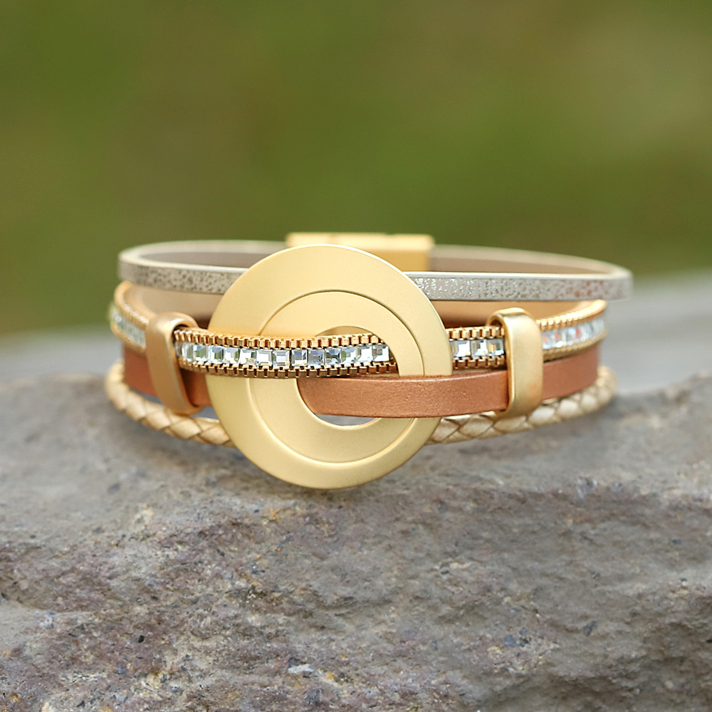 ALLYES Trendy Hollow Circle Le - Leatherwork Rings ulasan dan harga