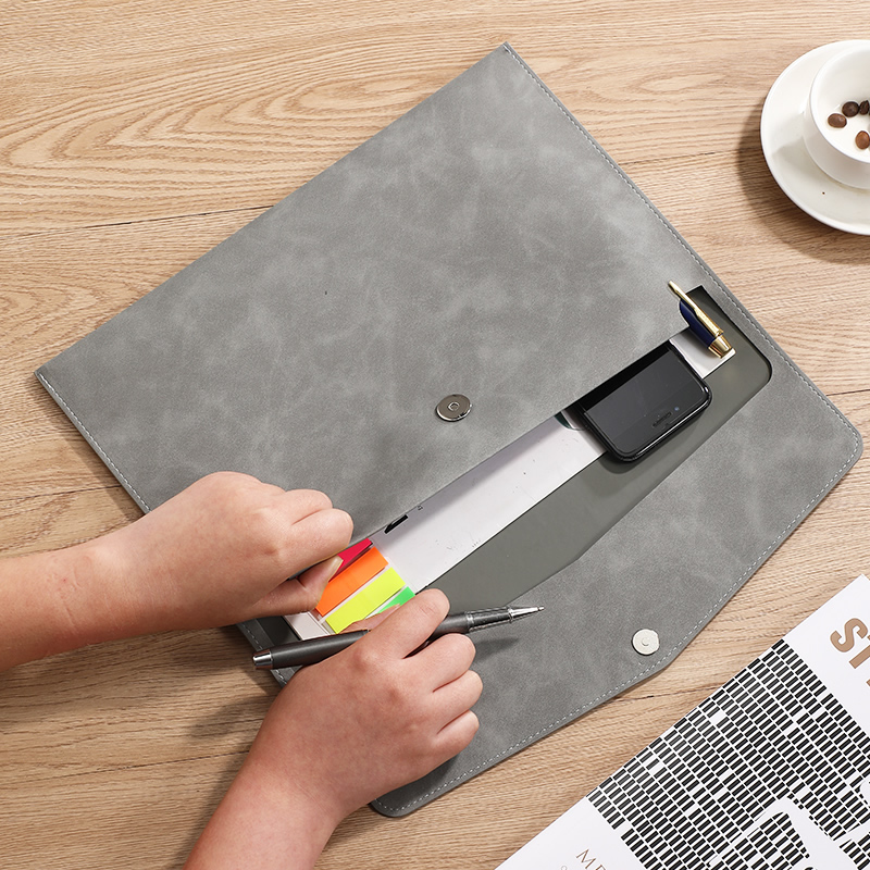 A4 PU Leather Document Bag wit - Leather Work Folder ulasan dan harga