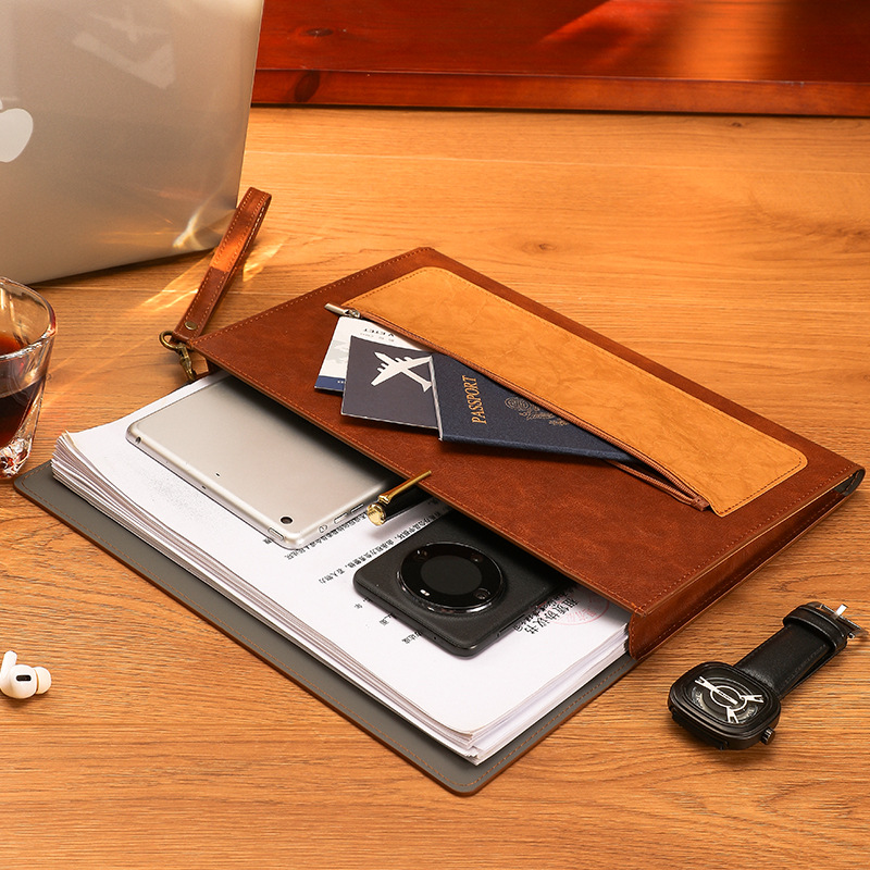 1PCS Leather A4 Document Bag T - Leather Work Folder ulasan dan harga