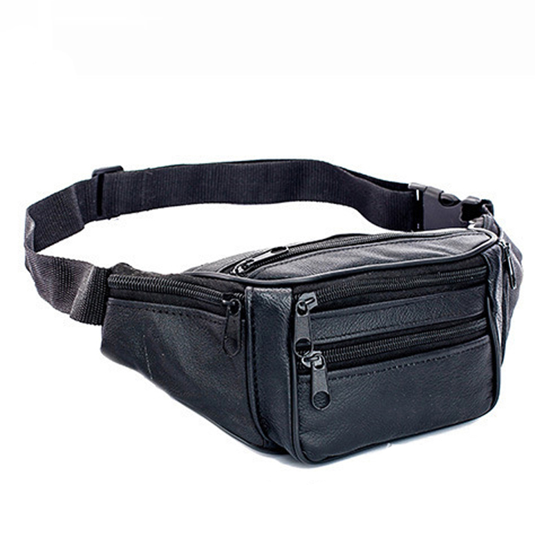 PU Leather Waist Bag Men Waist - Leatherwork Fasteners ulasan dan harga