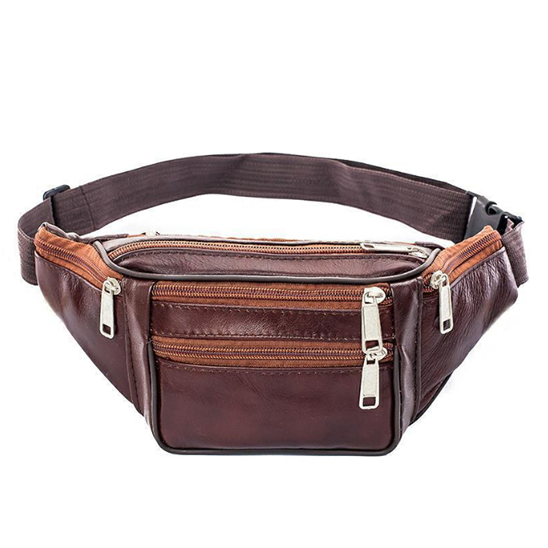 PU Leather Waist Bag Men Waist - Leatherwork Fasteners ulasan dan harga